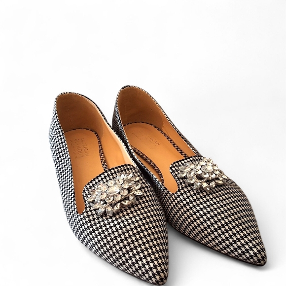 Badgley Mischka American Glamour Houndstooth Crystal Embellished Flats Size 10 - Picture 2 of 11